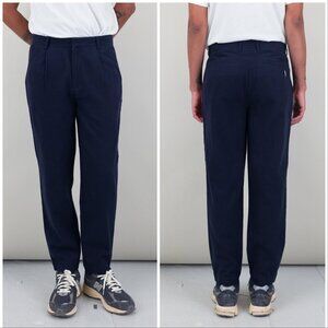 Folk Men's Navy Blue Brushed Assembly Suit Trouser